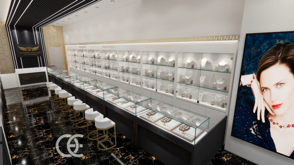 La Guida Completa allo Studio di Fattibilità di un Negozio di Gioielli 3 Vetrina Gioielli Layout Retroilluminato 6