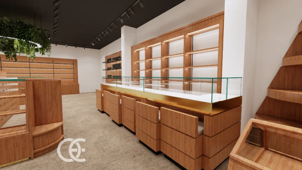 Conception de boutique de bijoux en France : Fixtures, sécurité et flux de clientèle 12 Design rétroéclairé de la façade de la boutique de bijoux