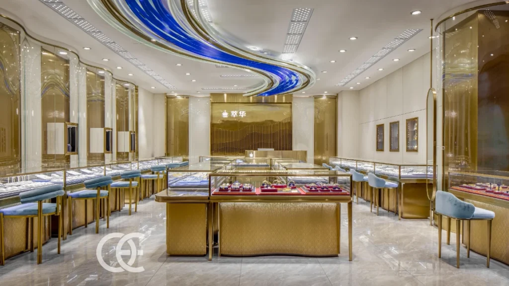 Conception de boutique de bijoux en France : Aménagement de boutique et planification d'exposition de bijoux 14 Design d'intérieur personnalisé pour la boutique de bijoux