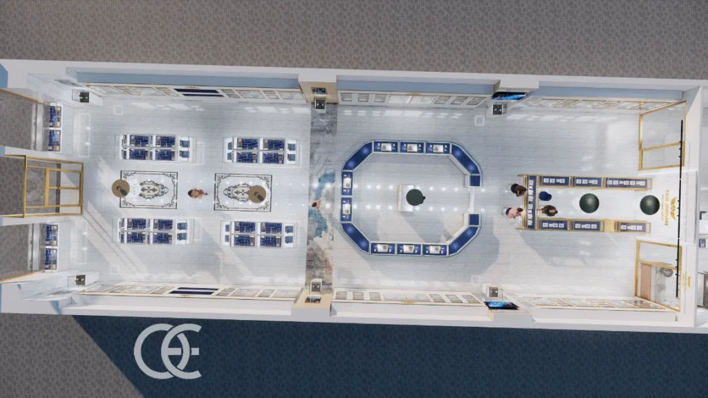 La Guida Definitiva alle Idee di Marketing per Negozi di Gioielli (Edizione 2026) 19 Design modulare interno boutique di gioielli 11