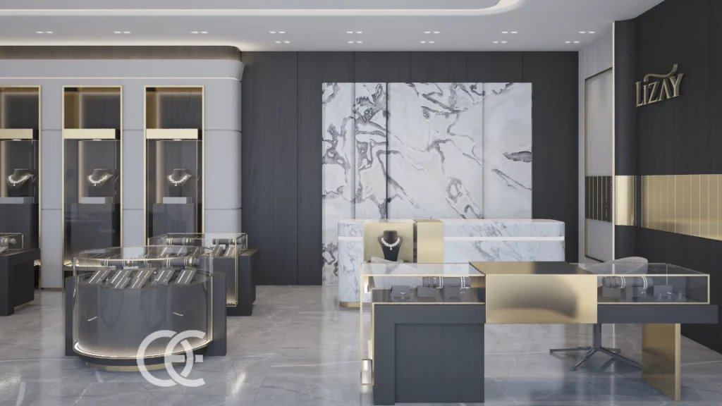 Schmuckboutique Schaufenster Hintergrundbeleuchtetes Layout