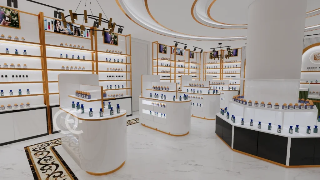 Conception de boutique de parfums de luxe et vitrines de présentation de parfums sur mesure (6)