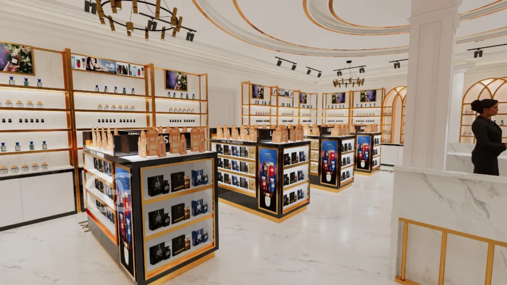 Conception de boutique de parfum moderne Vitrines de présentation de parfum personnalisées (7)