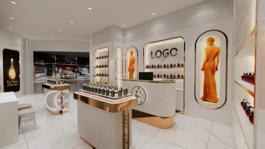 Современный дизайн интерьера магазина парфюмерии, индивидуальные дисплеи для парфюмерии (3)