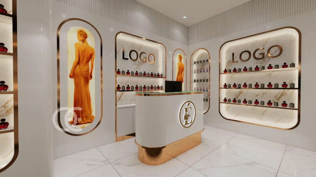 Design intérieur moderne de boutique de parfum, présentoirs personnalisés pour parfum (5)