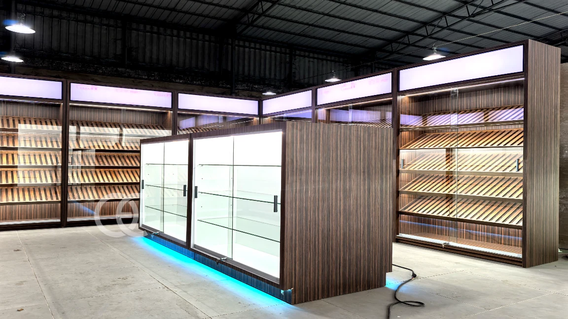 cannabis store display showcases