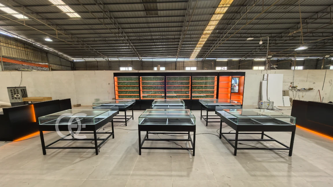 vitrine de vidro para loja de fumígenos