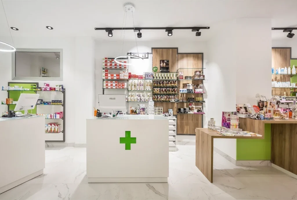 La Guida Definitiva alle Idee di Layout per Piccole Farmacie (Edizione 2026) Design del negozio di farmacia (5)