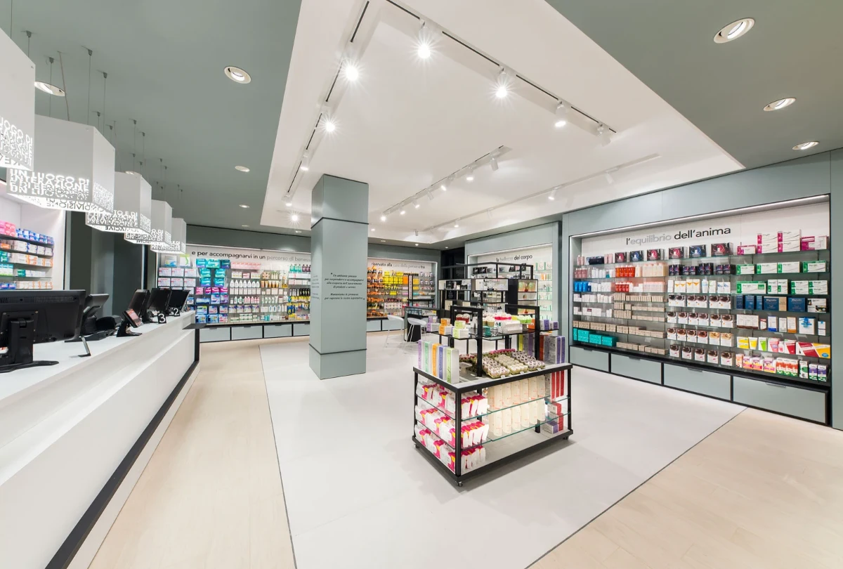 Design da sala de armazenamento da farmácia