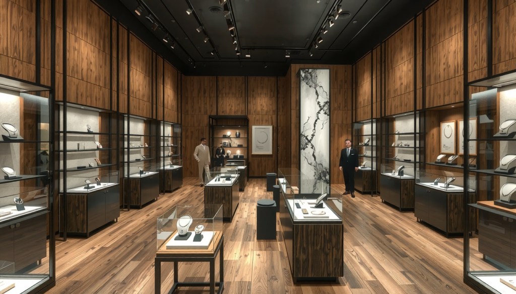 Diseño de Tienda de Joyería GEORG JENSEN: Maestría en Metal Negro y Madera Maciza 17 imagen0_1344_768