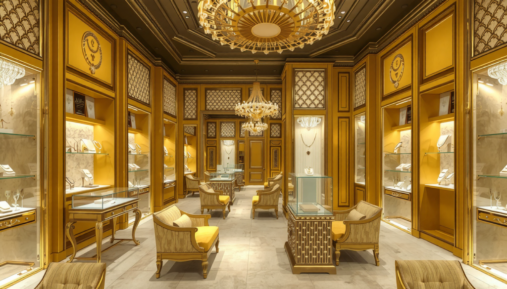 Toque Dorado: Guía Completa para el Diseño de Mobiliario Interior de Joyería en Amarillo Dorado 19 imagen0_1344_768
