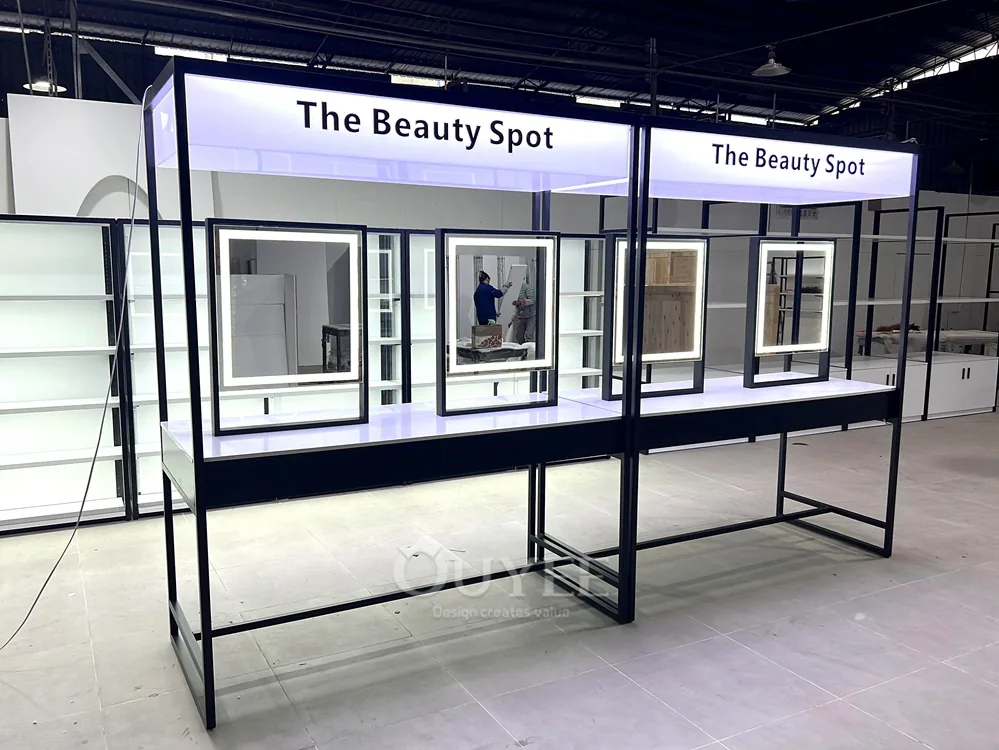 Black Frame Perimeter Beauty Display Stand System 01