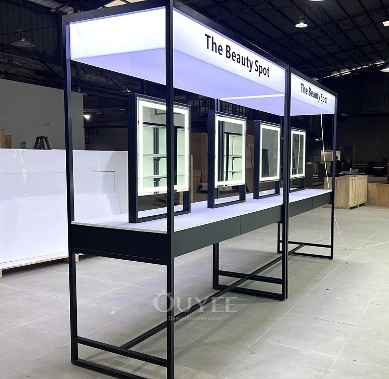 Black Frame Perimeter Beauty Display Stand System 03
