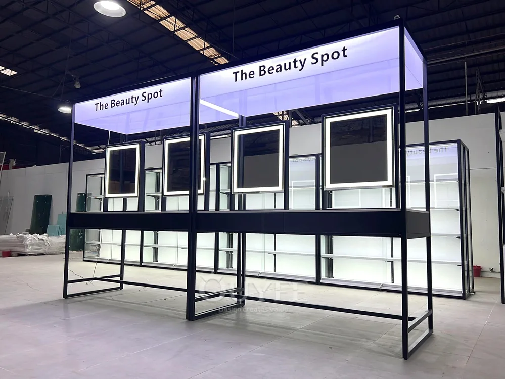 Black Frame Perimeter Beauty Display Stand System 04