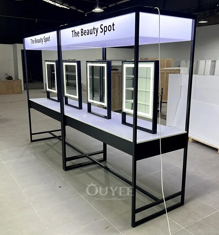 Black Frame Perimeter Beauty Display Stand System 06