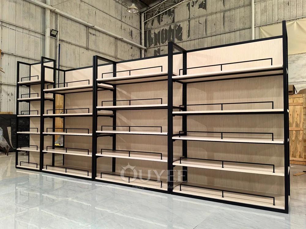 Black Frame Wood Back Display Rack 01