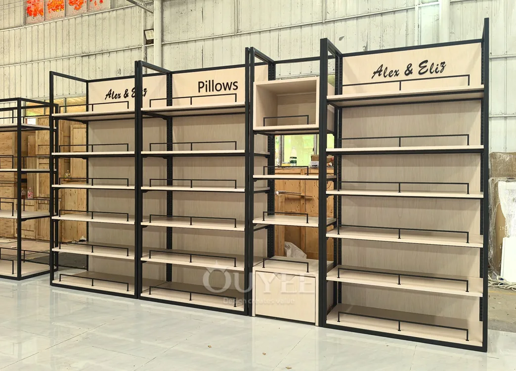 Black Frame Wood Back Display Rack 05