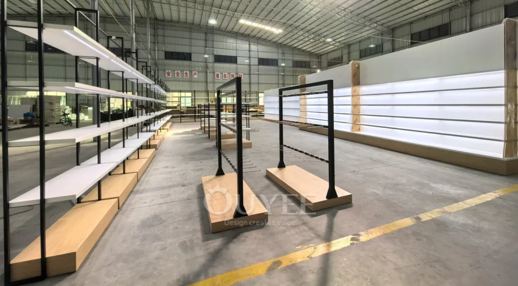 Black Frame Wood Retail Display Rack 01