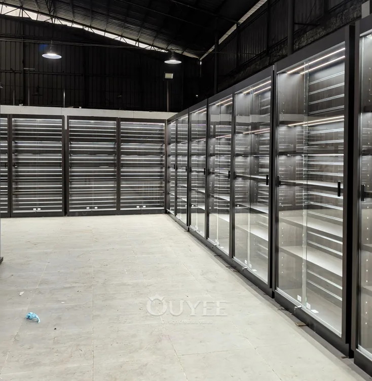 Black Framed Corner Glass Display Cabinet System 01