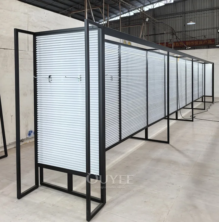 Black Framed Slatwall Partition Display Rack 01