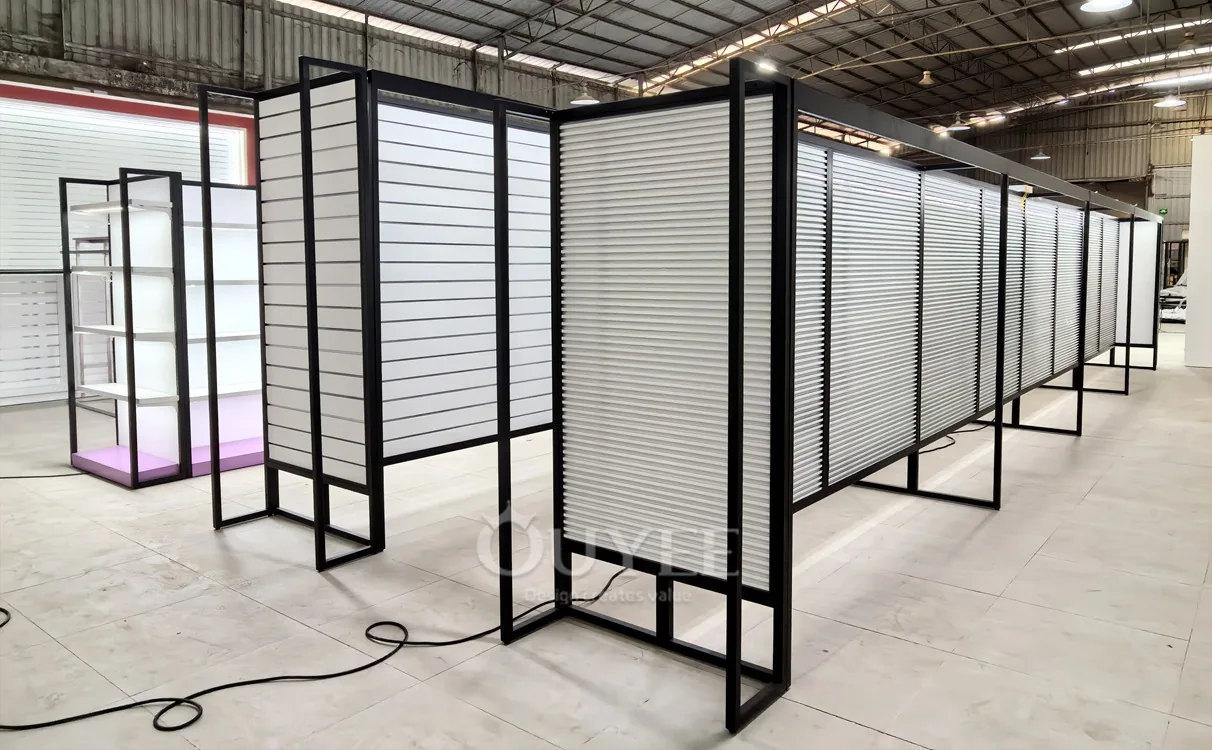 Black Framed Slatwall Partition Display Rack 03
