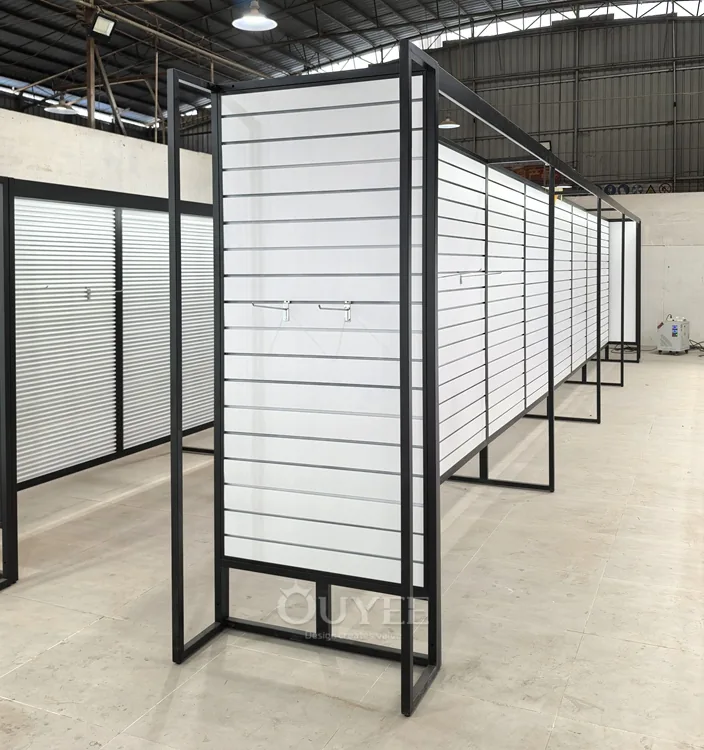 Black Framed Slatwall Partition Display Rack 04