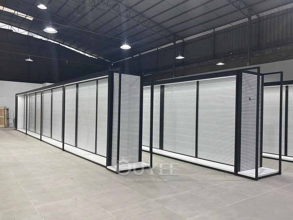 Black Slatwall Aisle Partition Display Rack 01