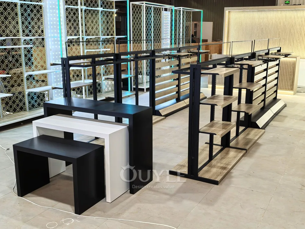 Black Tiered Island Display Rack Set 01