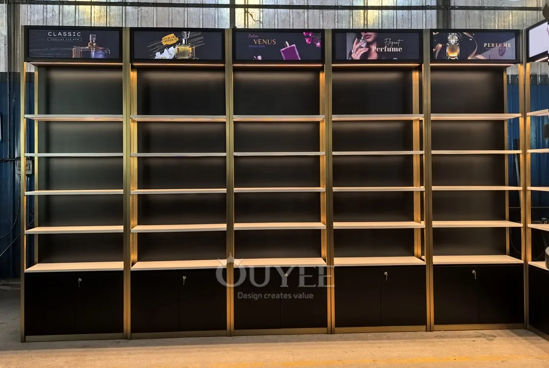 Black and Gold Perfume Wall Display Rack 07