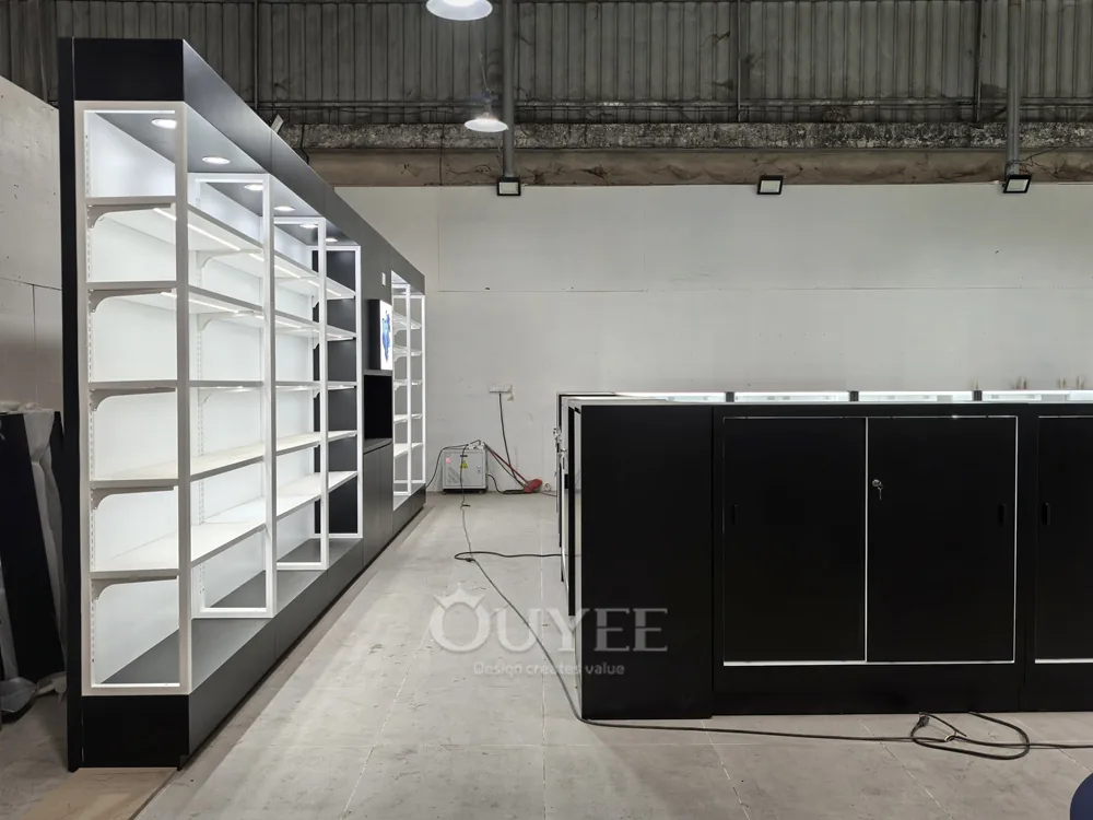 Black and White LED Wall Display Rack 01