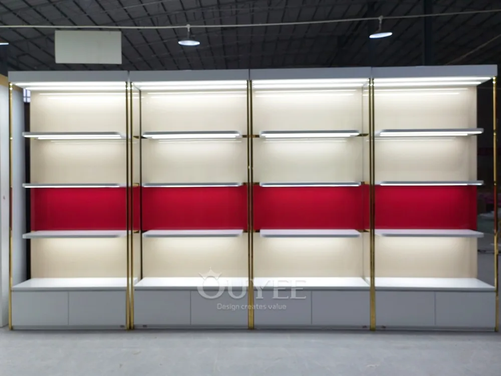 Cream and Gold Cosmetic Wall Display Rack 04