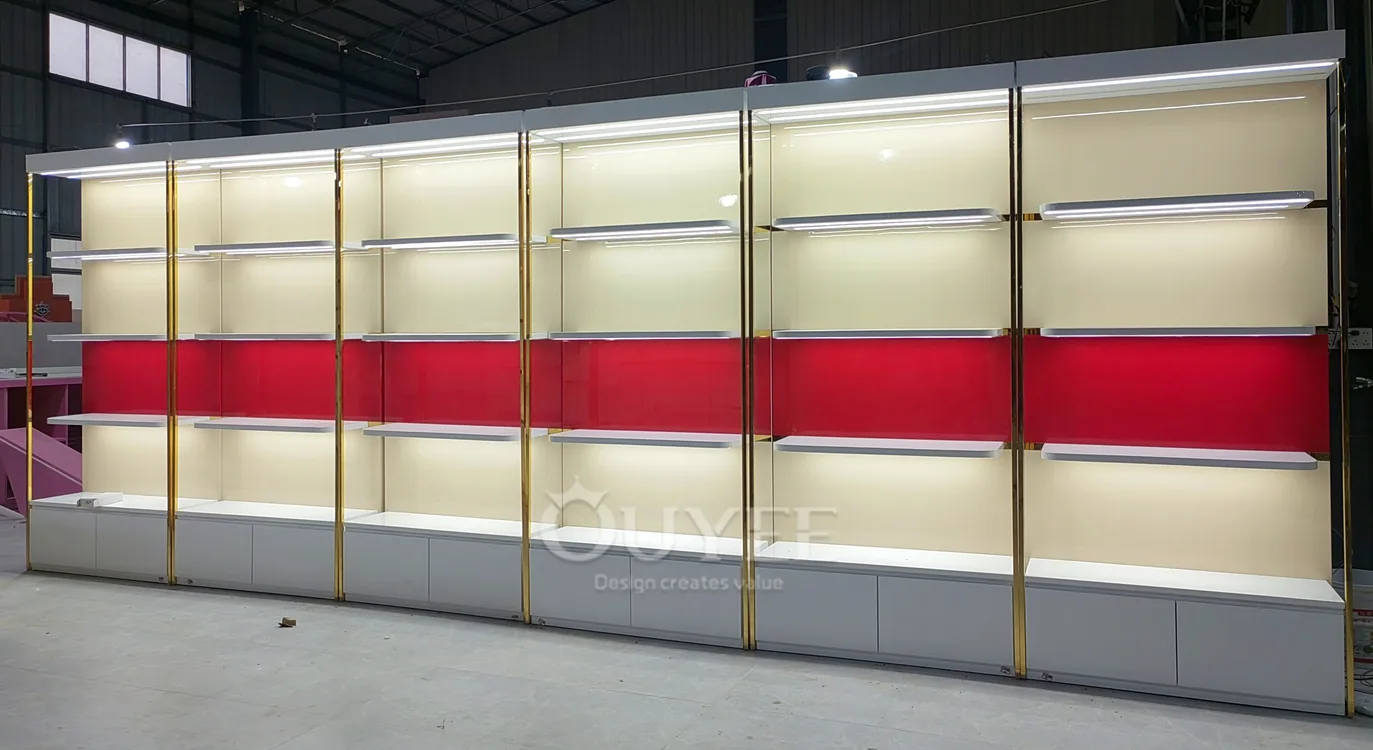 Cream and Gold Cosmetic Wall Display Rack 05
