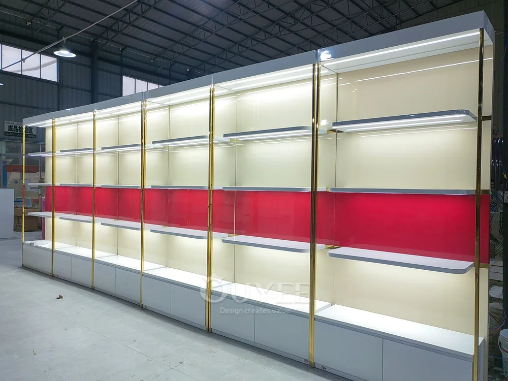 Cream and Gold Cosmetic Wall Display Rack 06