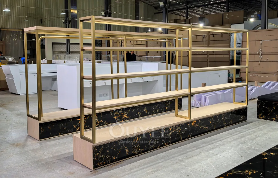 Gold Freestanding Tiered Display Rack 02