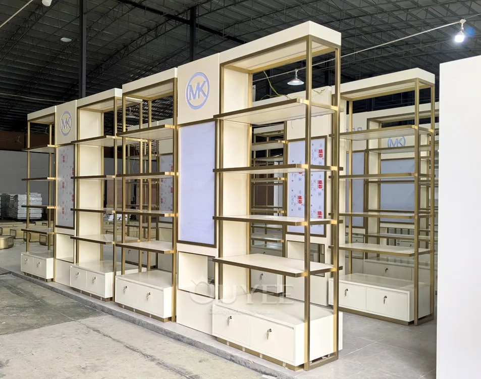 Gold Illuminated Brand Display Rack 02