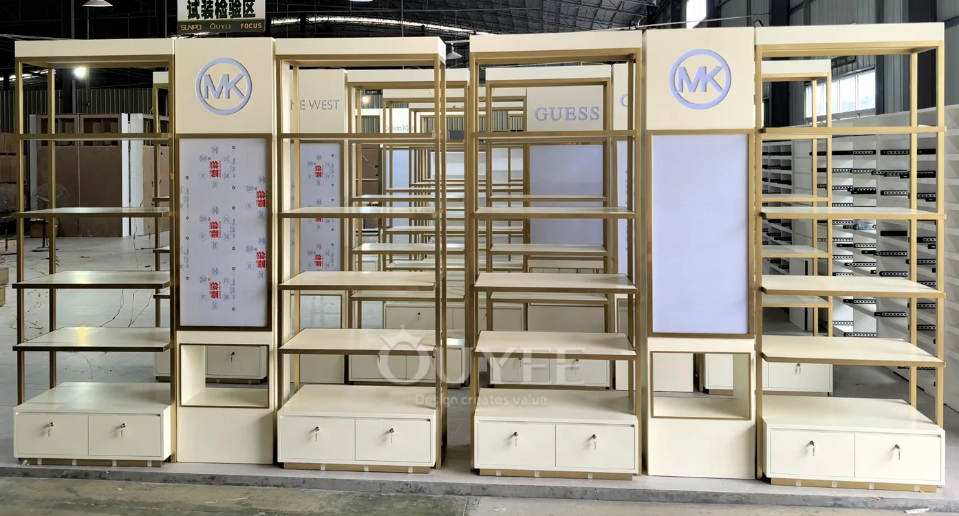Gold Illuminated Brand Display Rack 04