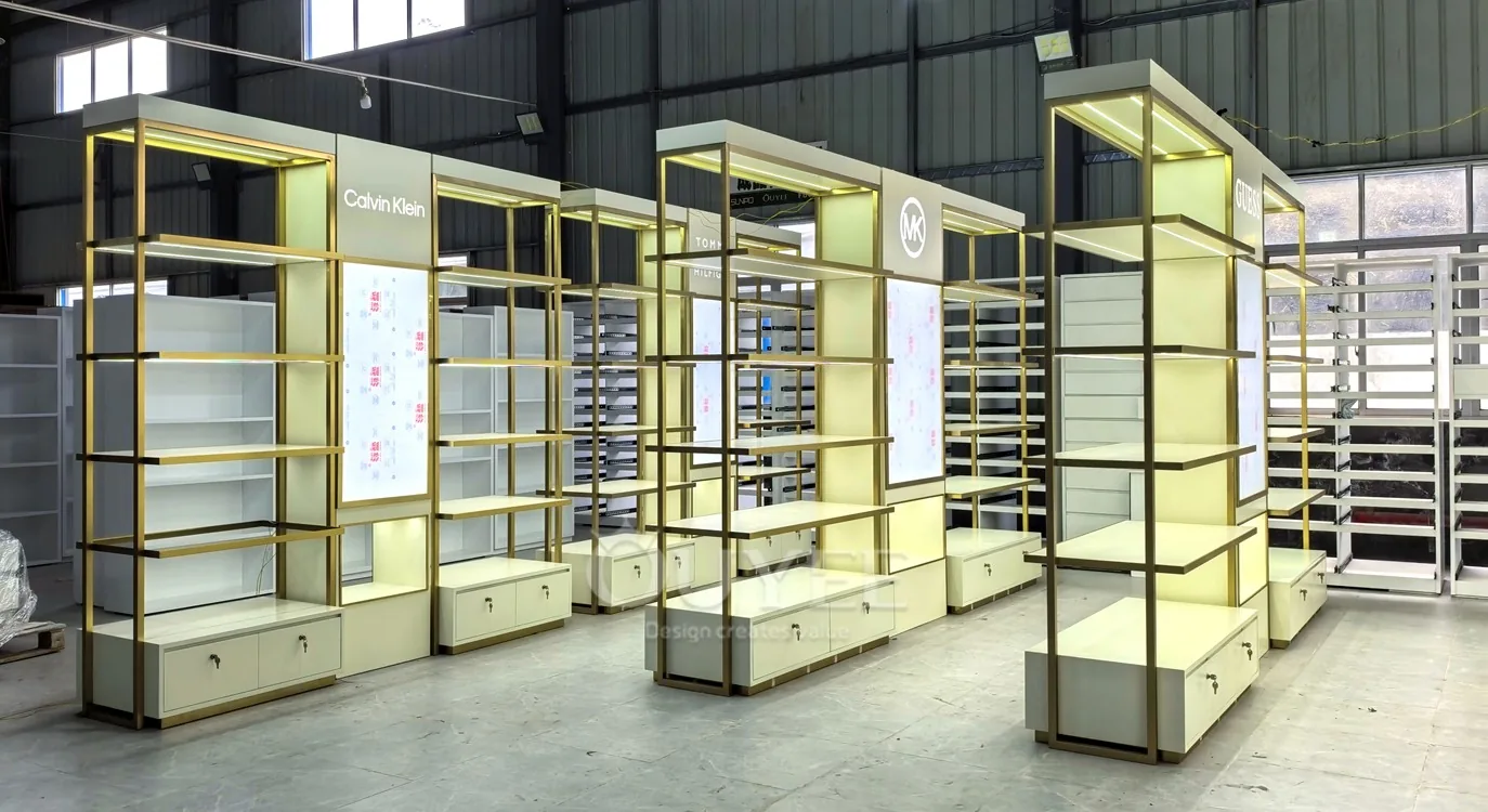 Gold Illuminated Brand Display Rack 05