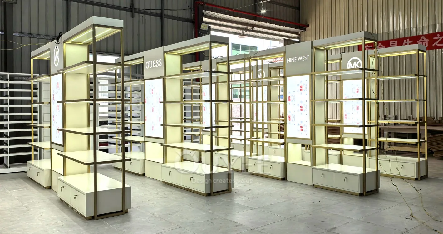 Gold Illuminated Brand Display Rack 06