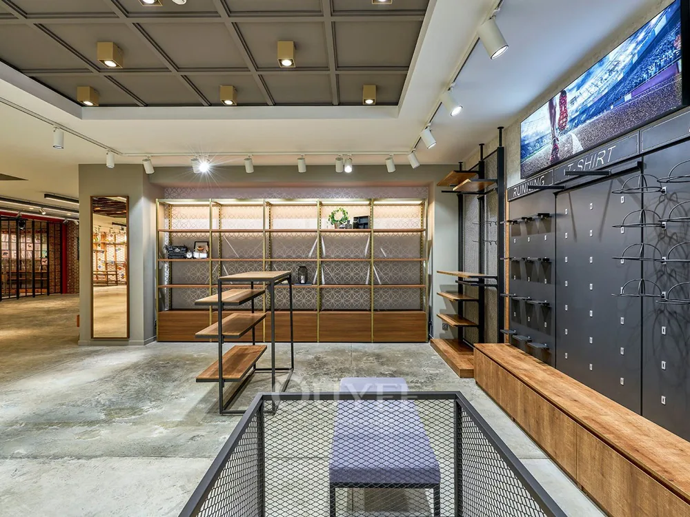 Industrial Wood Apparel Display Rack Set 01