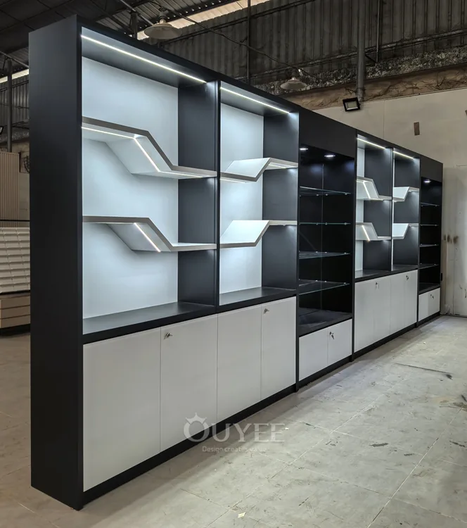 Matte Black Glass Tower Display Cabinet with Locking Doors 04