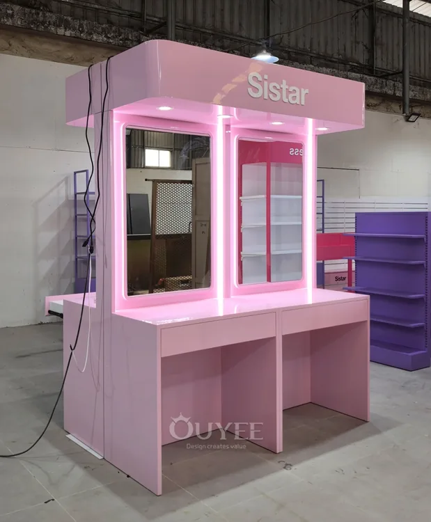 Système de présentoir de beauté à arche rose 02