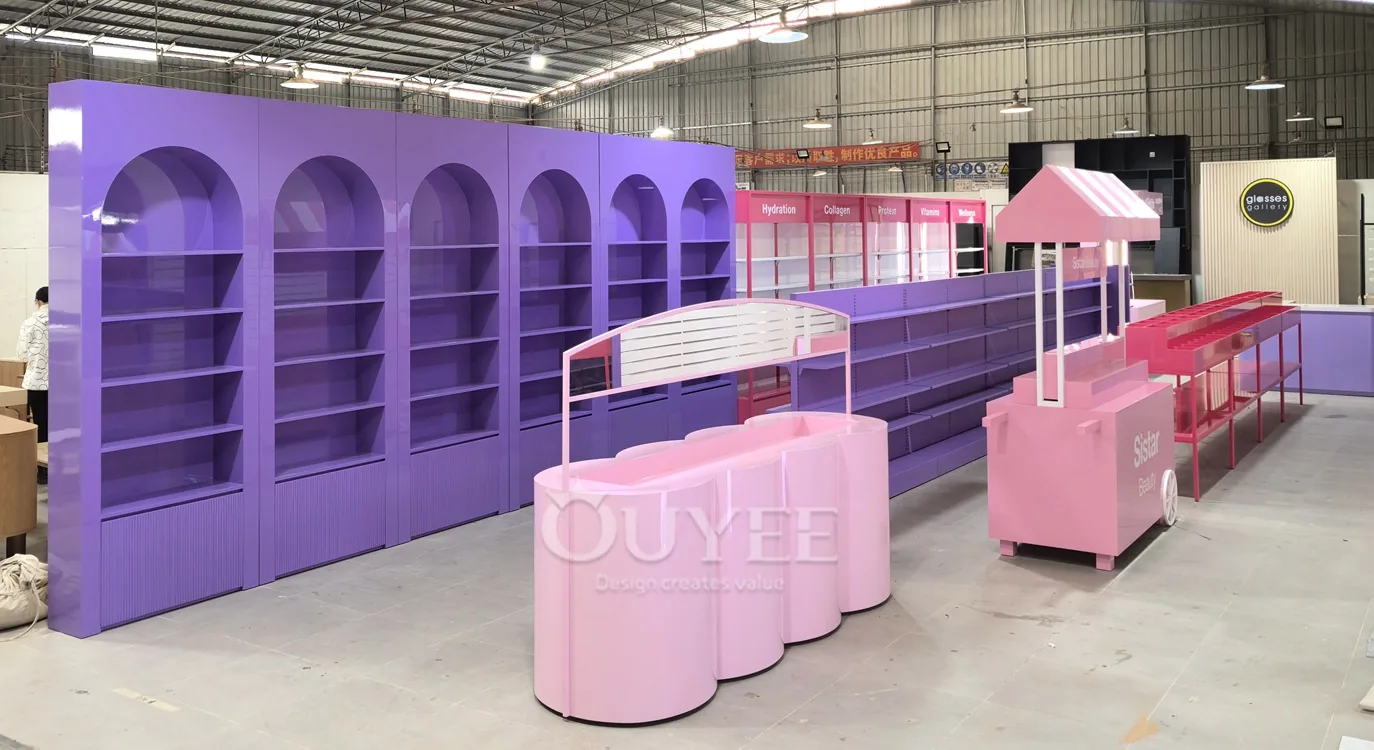 Système de présentoir de beauté à arche rose 05