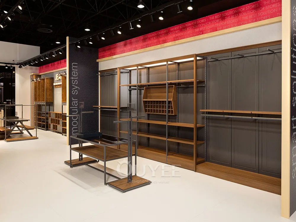 Walnut Apparel Wall Display Rack System 01