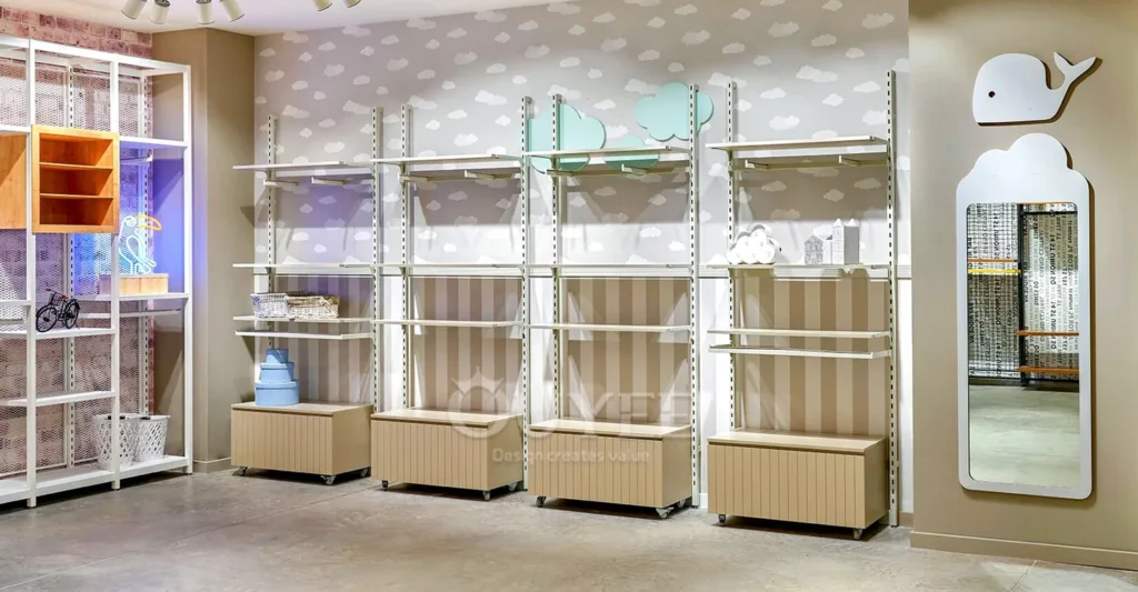 Étagère d'exposition murale pour magasins pour enfants 01