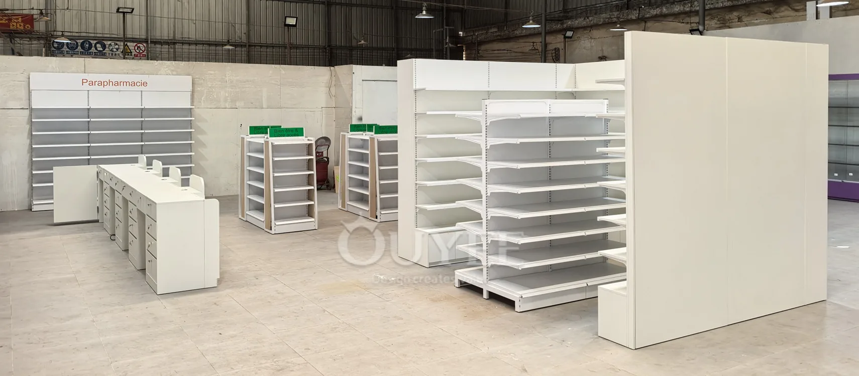 White Pharmacy Gondola Display Rack System 01