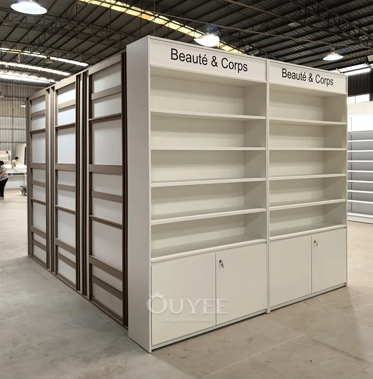 White Pharmacy Gondola Display Rack System 03