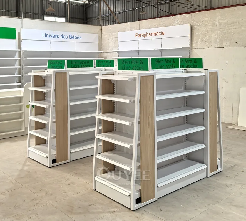 White Pharmacy Gondola Display Rack System 05