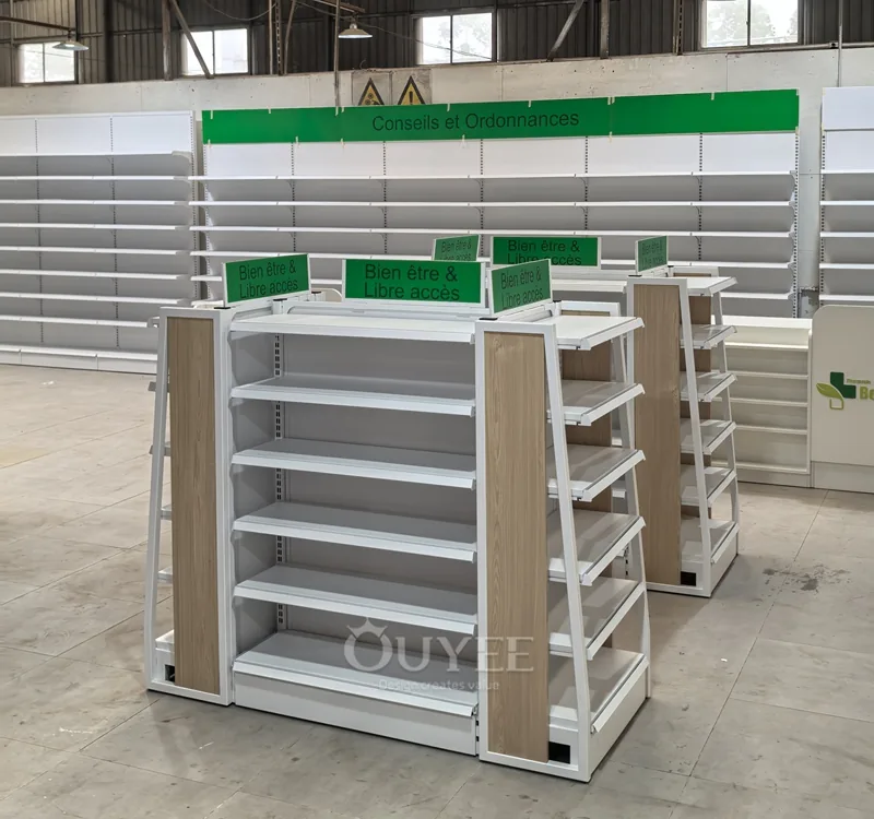 White Pharmacy Gondola Display Rack System 06