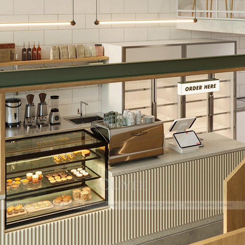 コンパクトコーヒーカウンターとペストリー展示 (5)