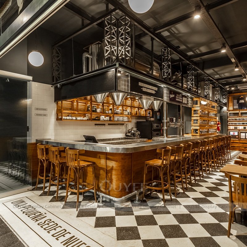 Conception de comptoir de bar à café industriel (3)